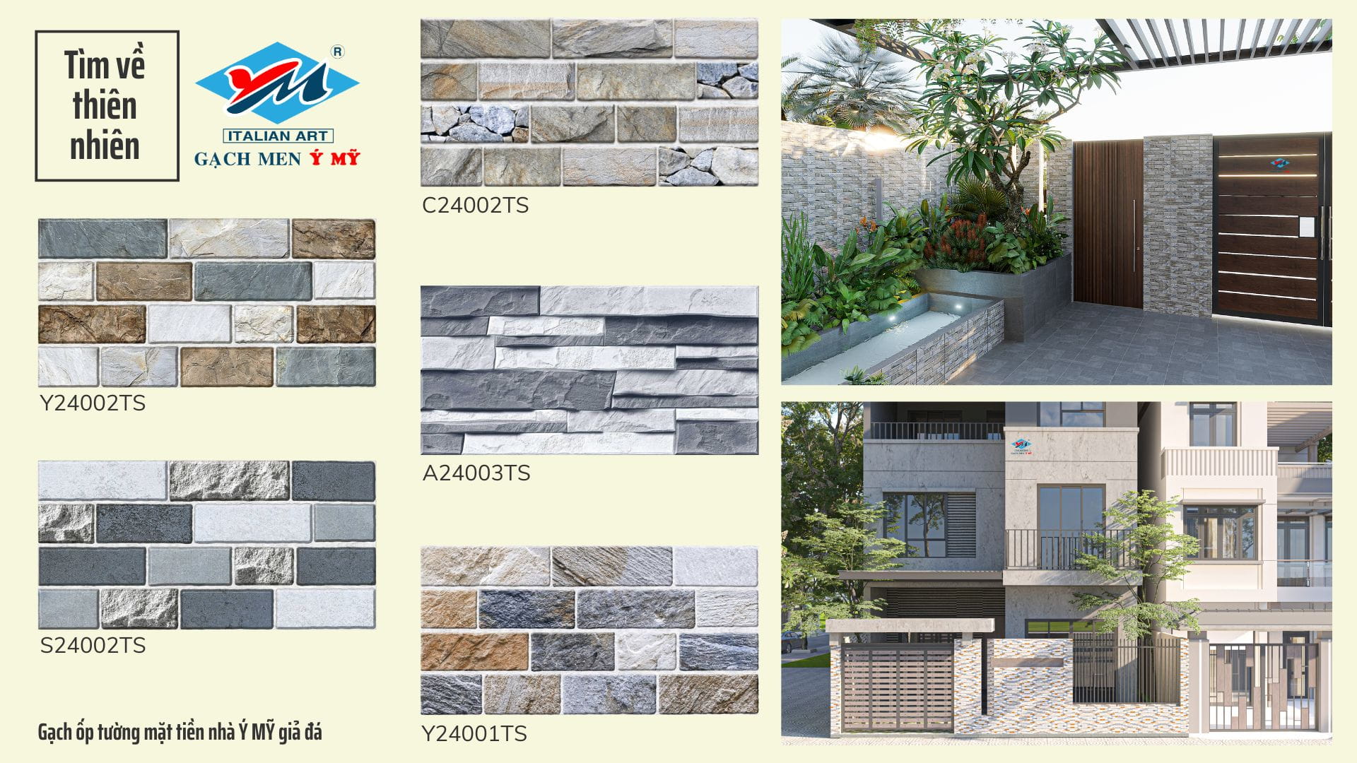 Gạch ốp tường mặt tiền nhà giả đá