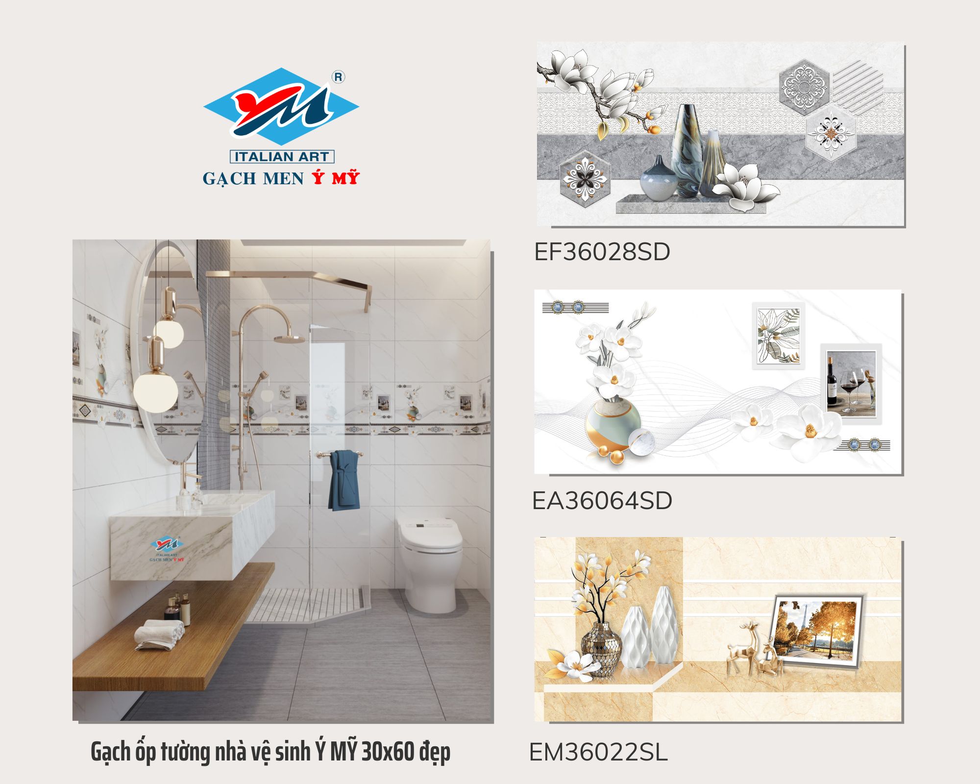 gạch ốp tường nhà vệ sinh hoa văn thiên nhiên