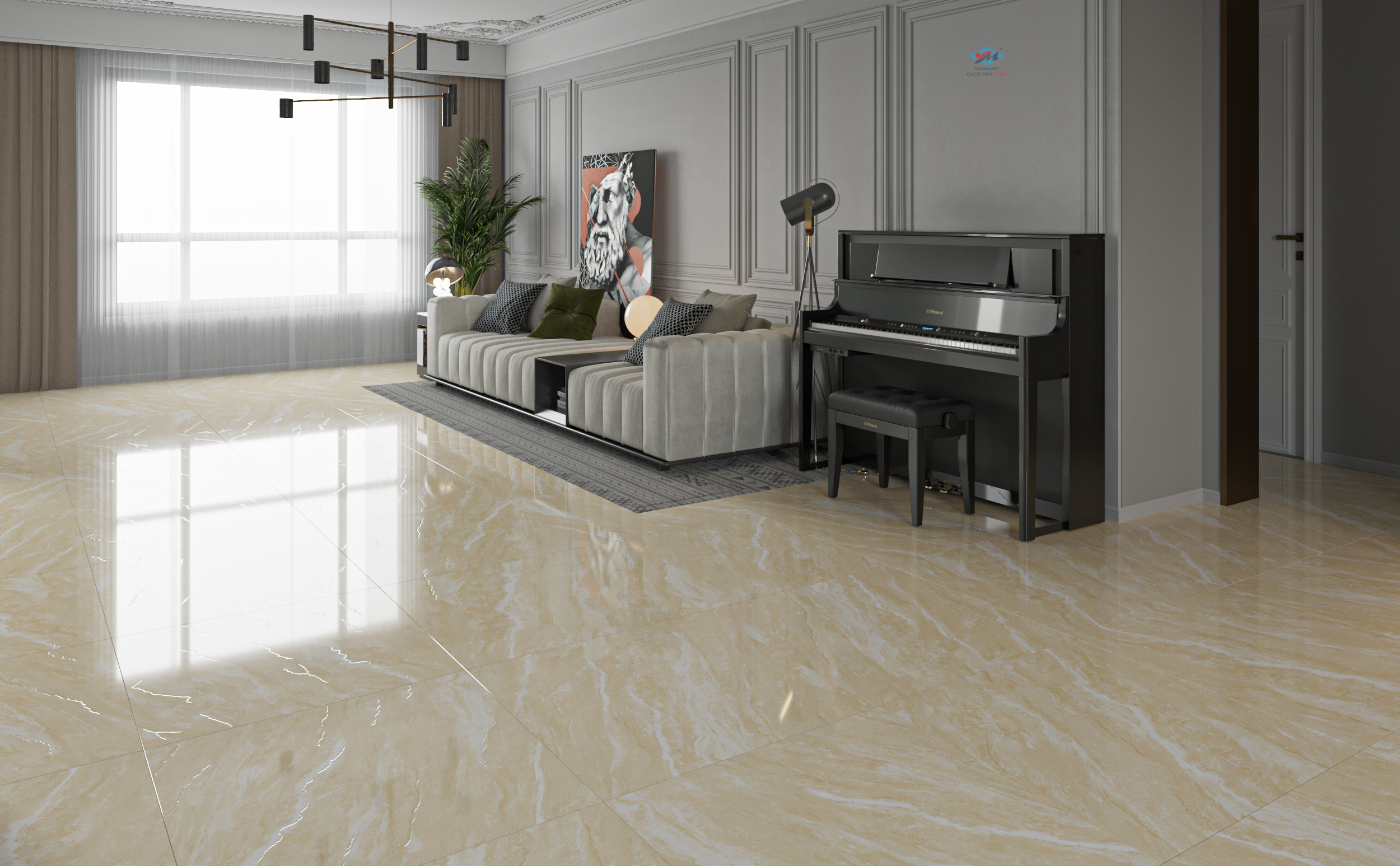 Gạch lát nền Ý MỸ 80x80 Carving Effect gam màu trung tính Gạch lát nền Ý MỸ 80x80 Carving Effect gam màu trung tính
