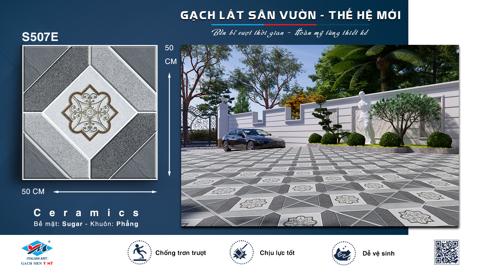 Gạch lát nền sân vườn Ý MỸ mùa hè S507E