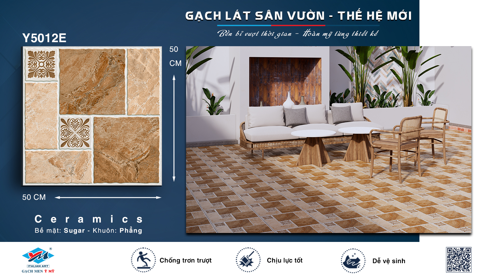 Gạch lát nền sân vườn Ý MỸ mùa hè Y5012E