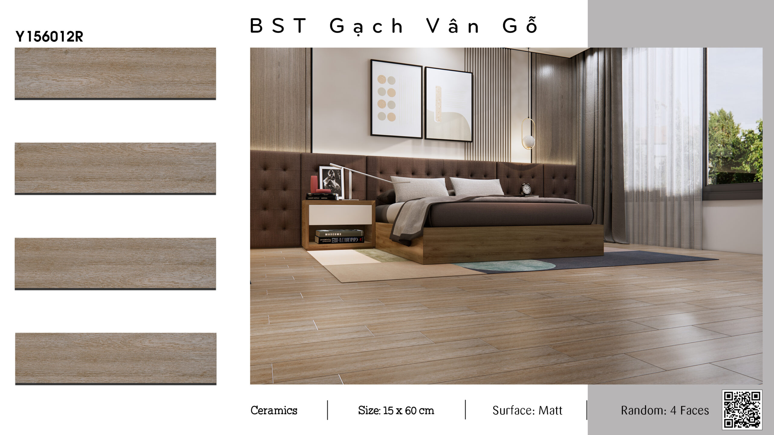 Gạch vân gỗ lát nền phòng ngủ sang trọng Gạch vân gỗ lát nền phòng ngủ sang trọng