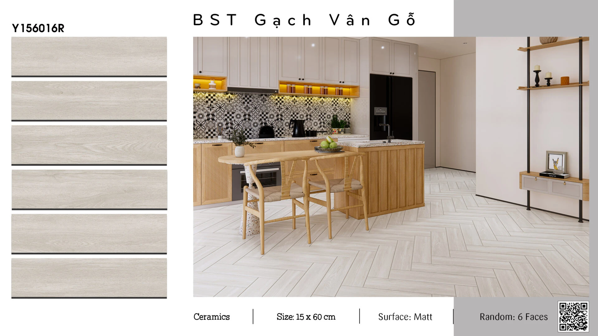Gạch vân gỗ xám ứng dụng lát nền phòng bếp Gạch vân gỗ xám ứng dụng lát nền phòng bếp