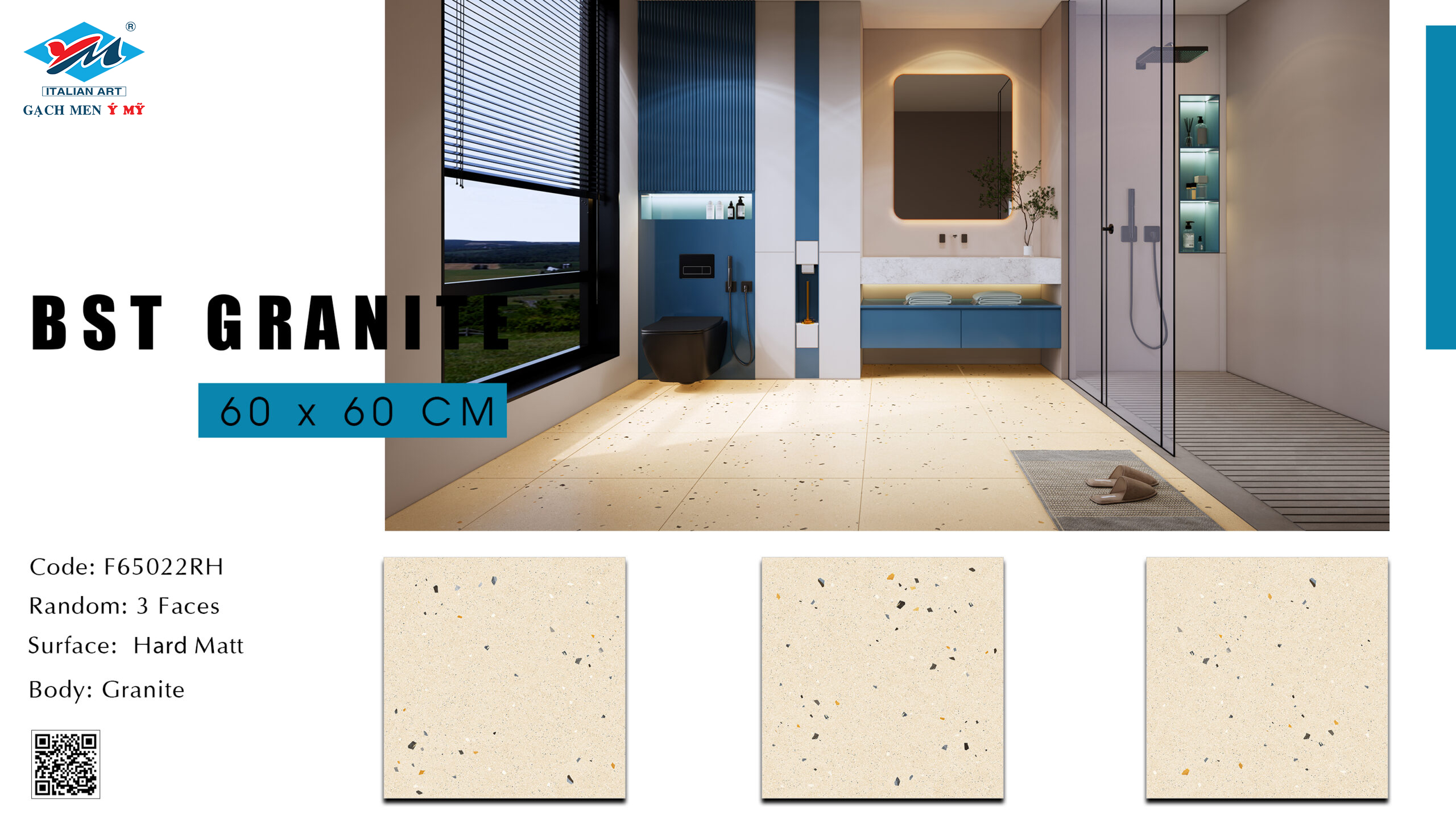 F65022RH-Gạch Terrazzo ứng dụng lát nền phòng tắm phong cách Color Block Gạch Terrazzo ứng dụng lát nền phòng tắm phong cách Color Block