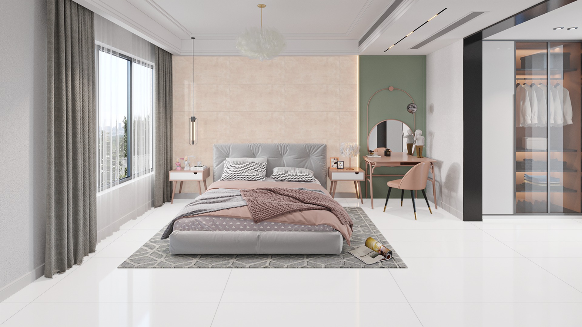Gạch ốp tường phòng ngủ bảo vệ tường khỏi các tác nhân bên ngoài