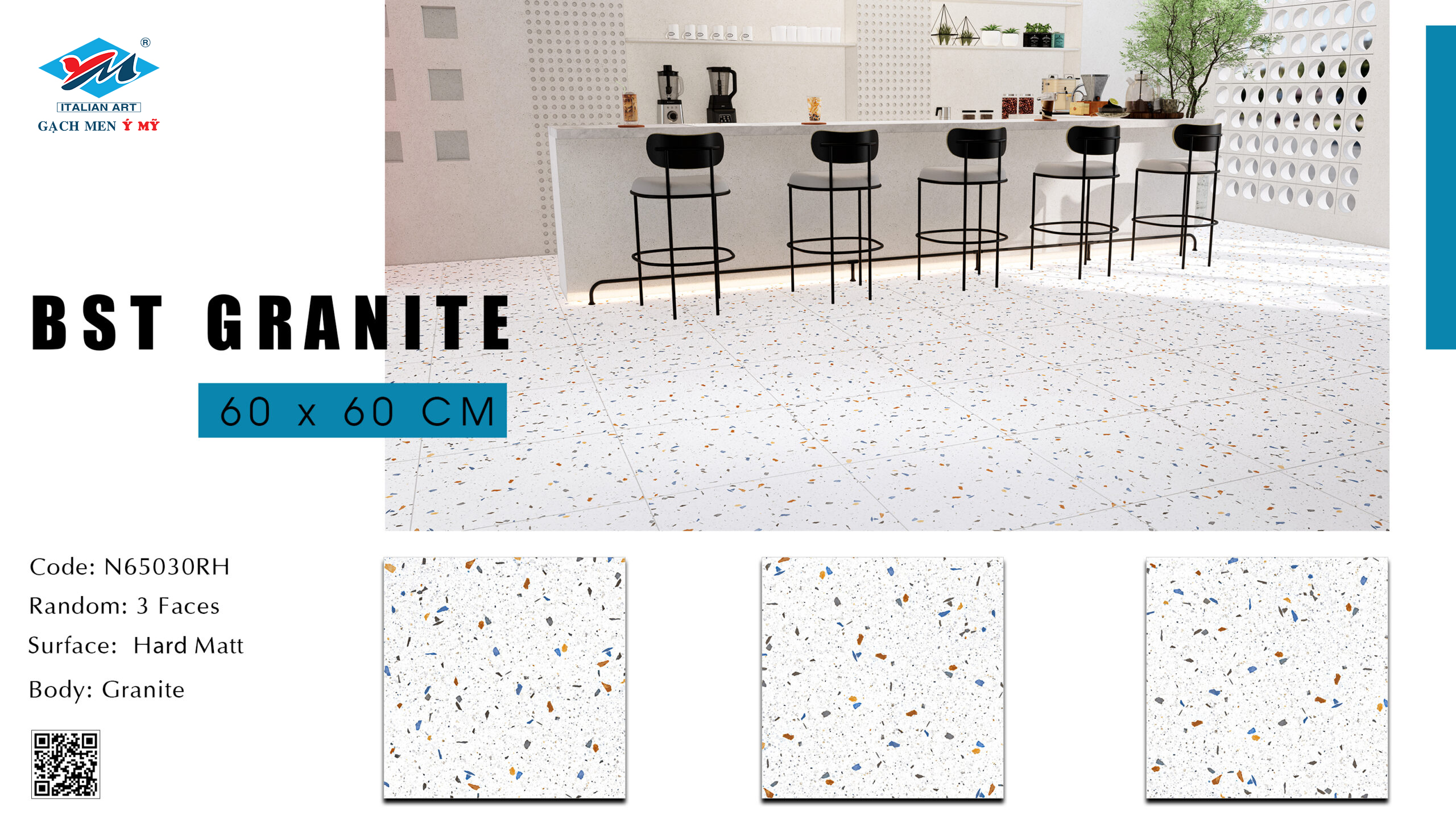 N65030RH-Gạch Terrazzo ứng dụng lát nền phòng bếp phong cách Eco
