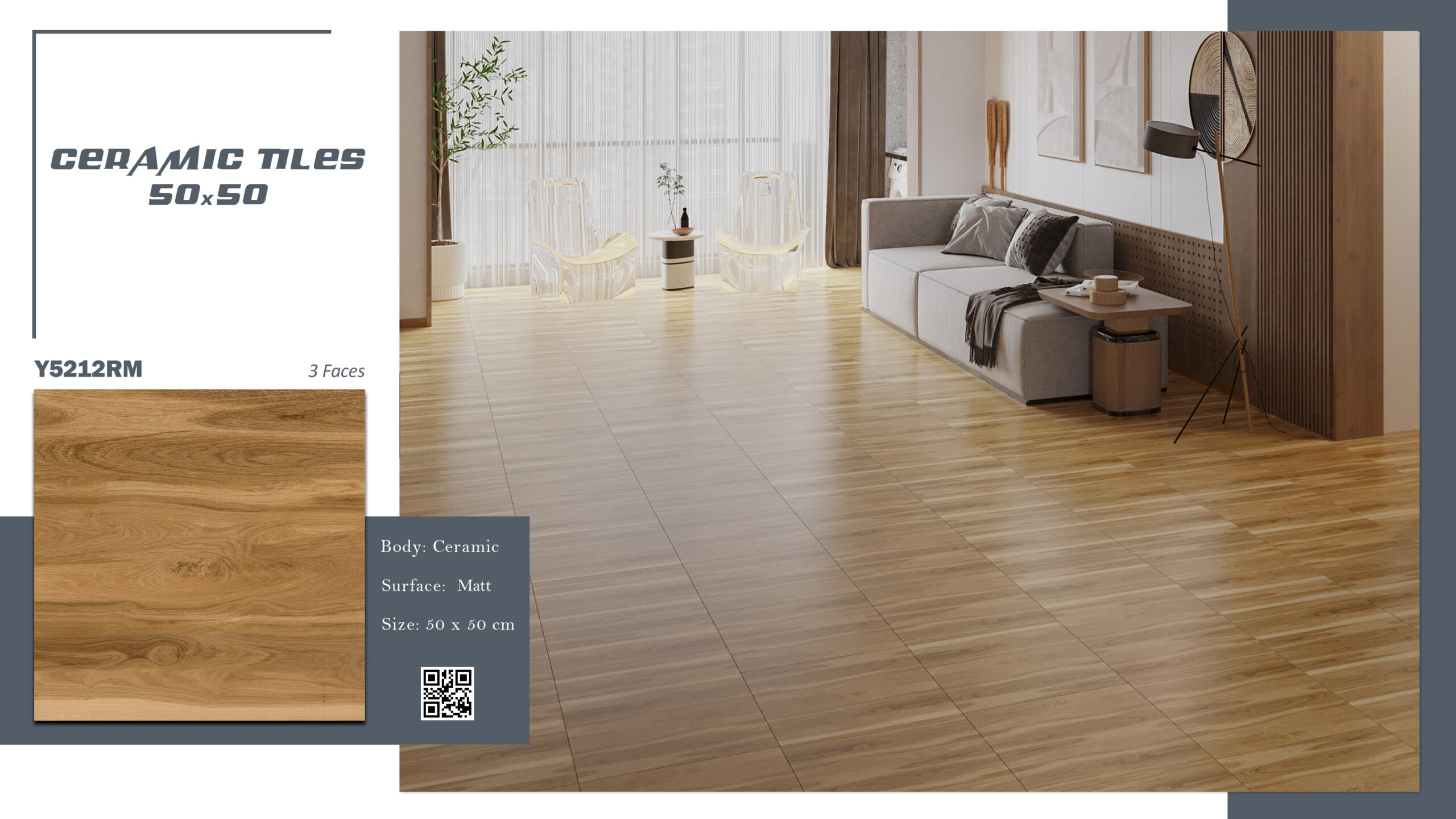 Gạch vân gỗ 50x50 màu nâu men Matt là sự lựa chọn hoàn hảo cho những ai yêu thích vẻ đẹp tự nhiên và gần gũi